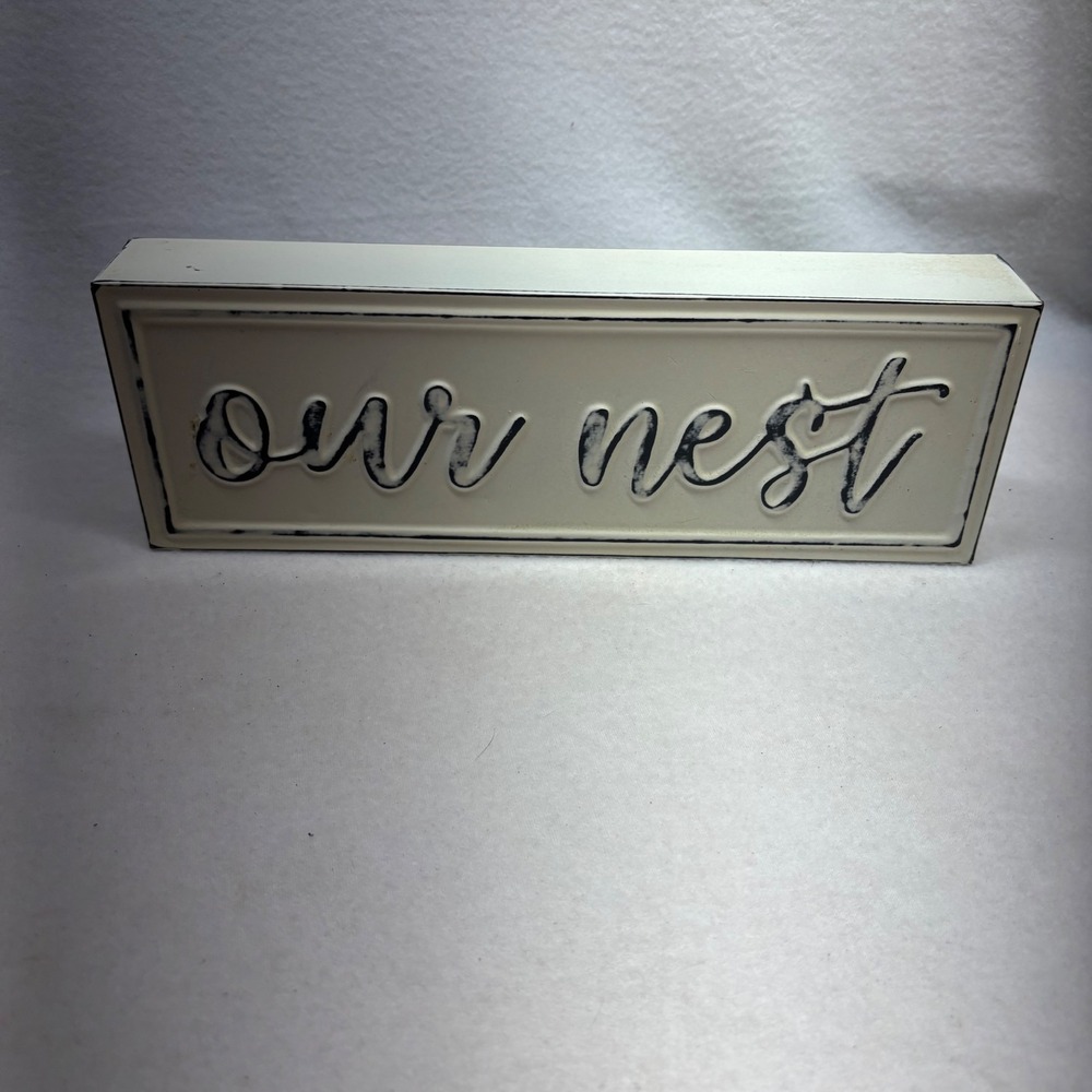 Our Nest‎ Metal Sign Farmhouse Rustic Home Decor Shelf Sitter